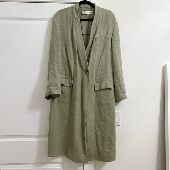 Zara Women's Sage Green Blazer Coat - Picture 2 of 14
